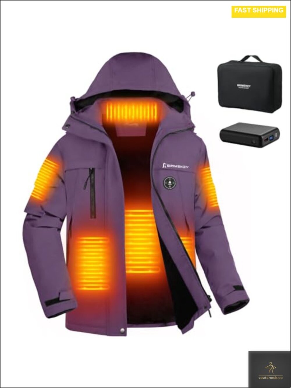 Heated Jacket Women Fleece Lining 12000mAh Battery Windproof Waterproof Skiing